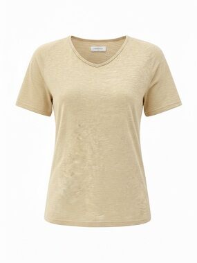 Comstock Co Oatmeal Tan Slub Tee Size L Cotton Blend Short Sleeve
